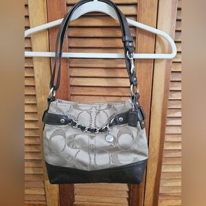 Vintage Coach Canvas & Leather Hobo Bag – Chain Detail- Lavender Interior